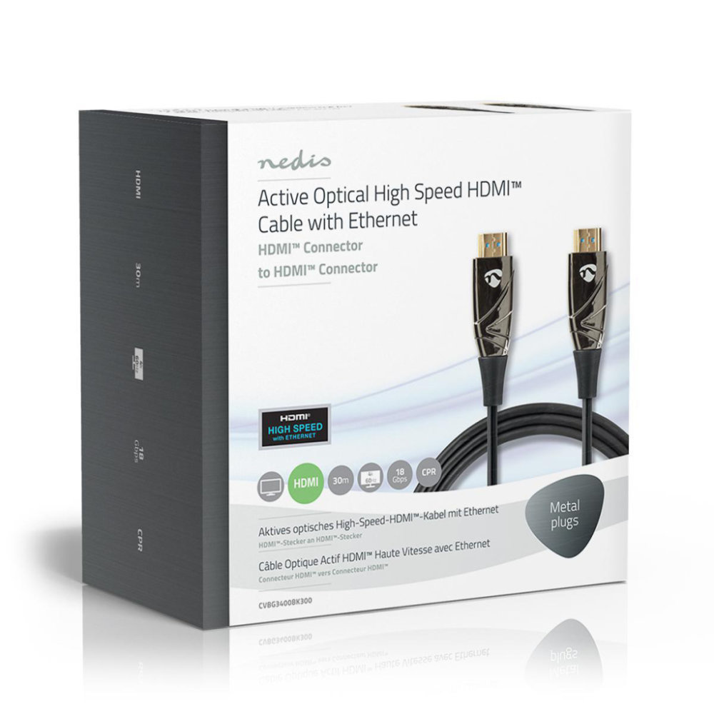 Nedis CVBG3400BK300 High Speed Hdmi™-kabel Met Ethernet Aoc Hdmi™-connector - Hdmi™-connector 30,0 M Zwart