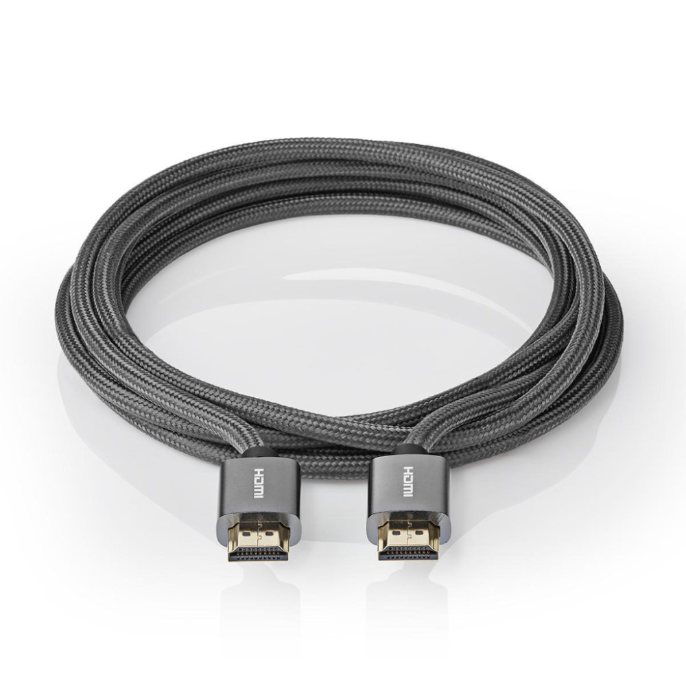 Nedis CVTB34000GY30 High Speed ??hdmi™-kabel Met Ethernet Hdmi™ Connector Hdmi™ Connector 4k@60hz Arc 18 Gbps 3.00 M Rond Katoen Gun Metal Grijs Cover Window Box
