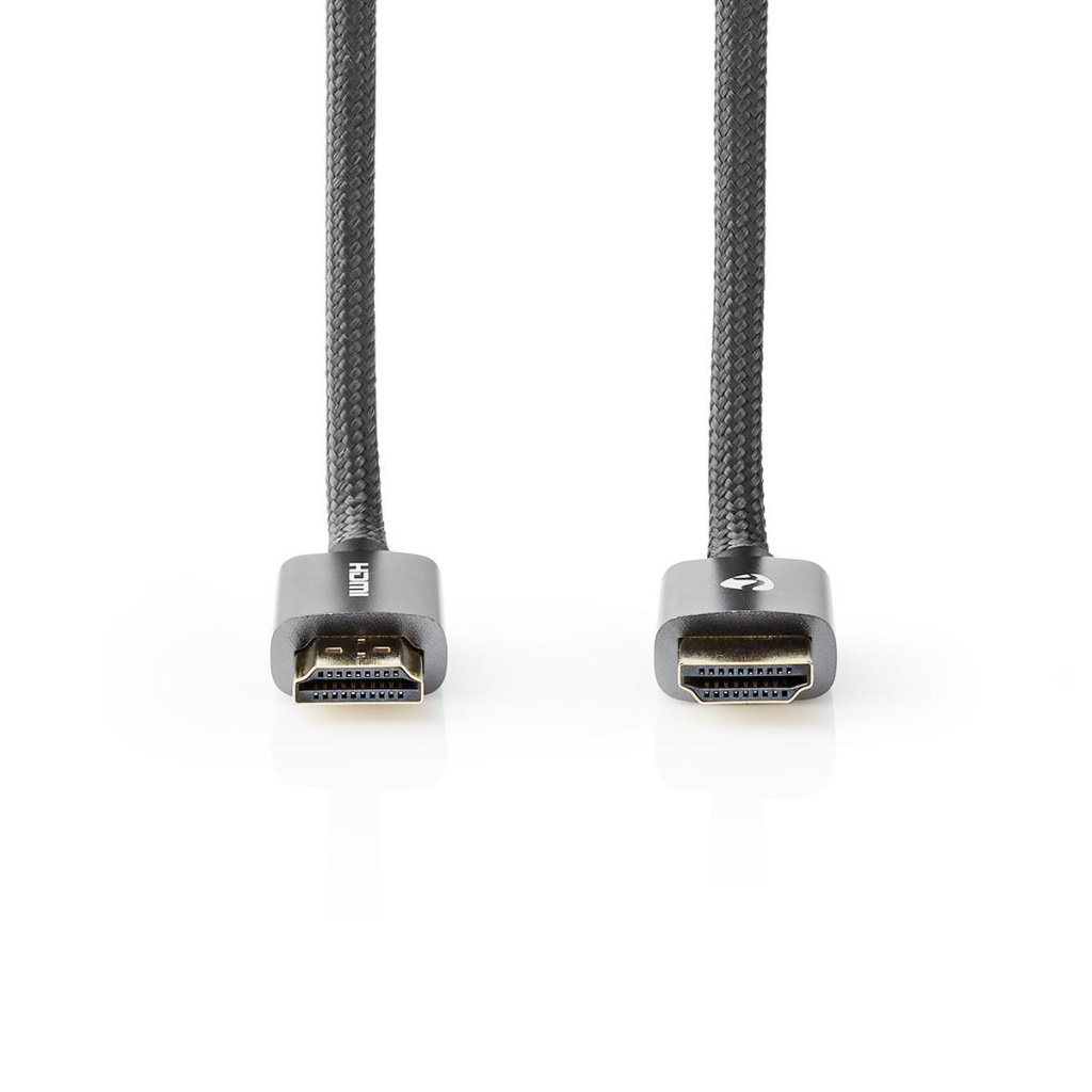 Nedis CVTB34000GY10 High Speed ??hdmi™-kabel Met Ethernet Hdmi™ Connector Hdmi™ Connector 4k@60hz Arc 18 Gbps 1.00 M Rond Katoen Grijs / Gun Metal Grijs Cover Window Box