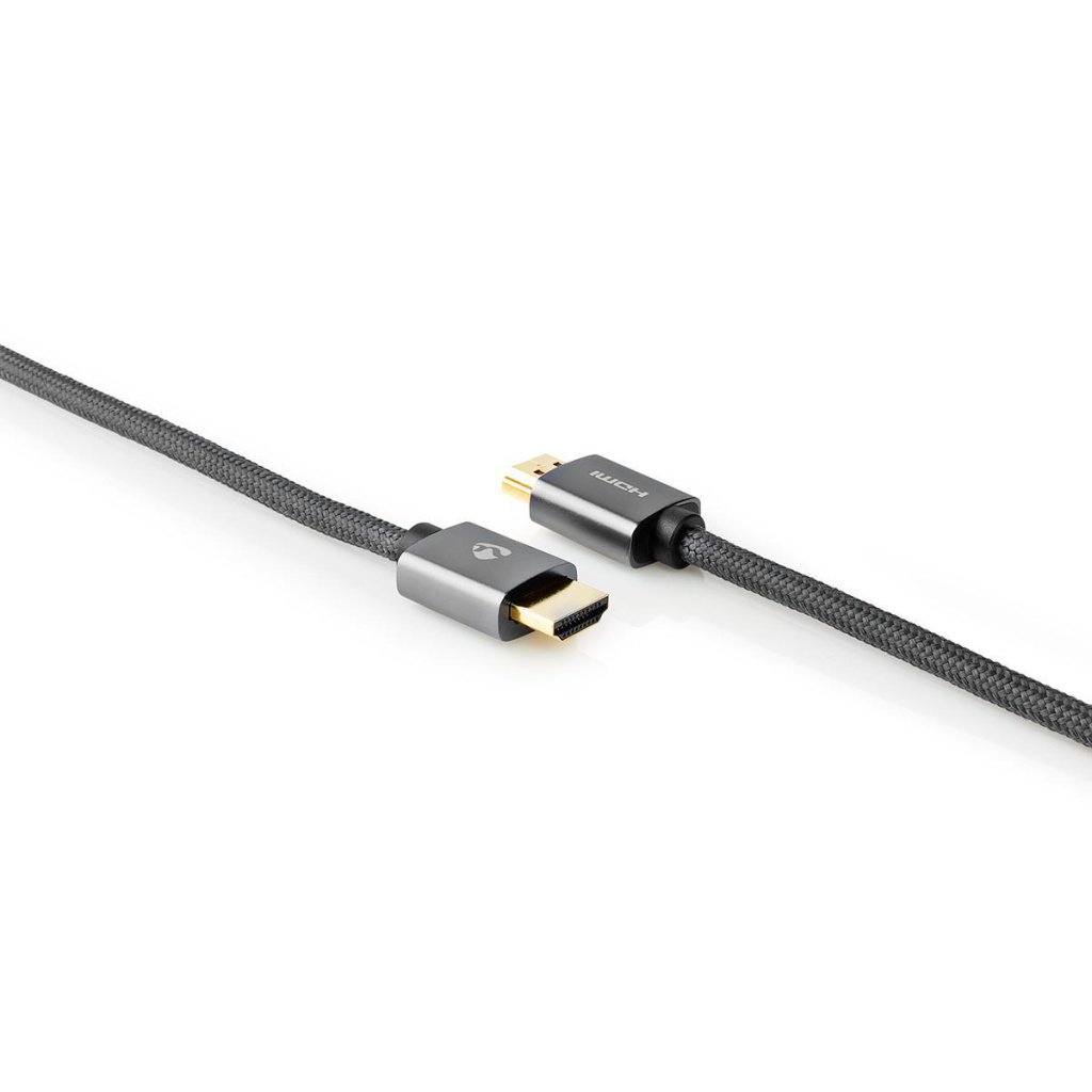 Nedis CVTB34000GY10 High Speed ??hdmi™-kabel Met Ethernet Hdmi™ Connector Hdmi™ Connector 4k@60hz Arc 18 Gbps 1.00 M Rond Katoen Grijs / Gun Metal Grijs Cover Window Box