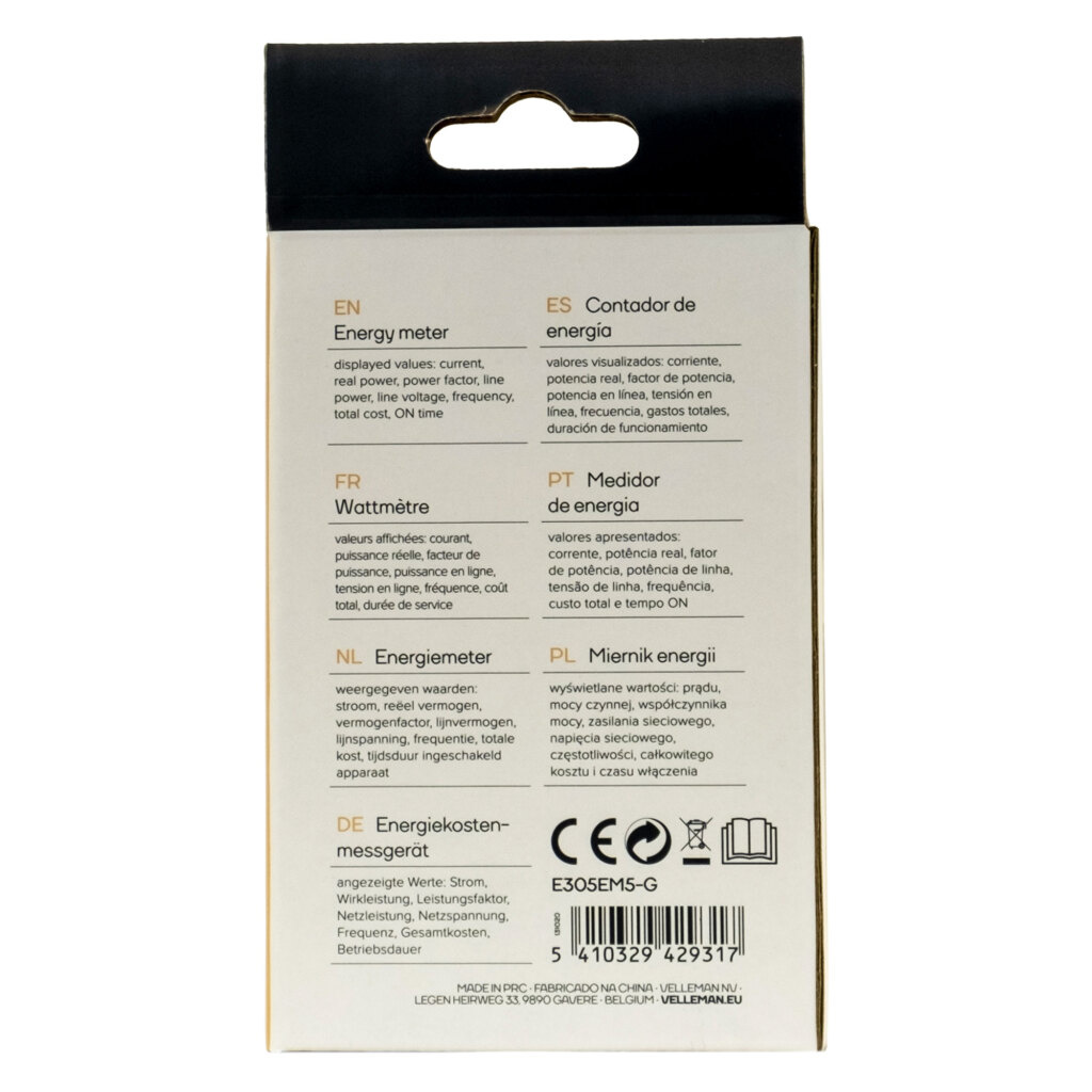 Perel E305EM5-G Energieverbruiksmeter 230v/16a Wit