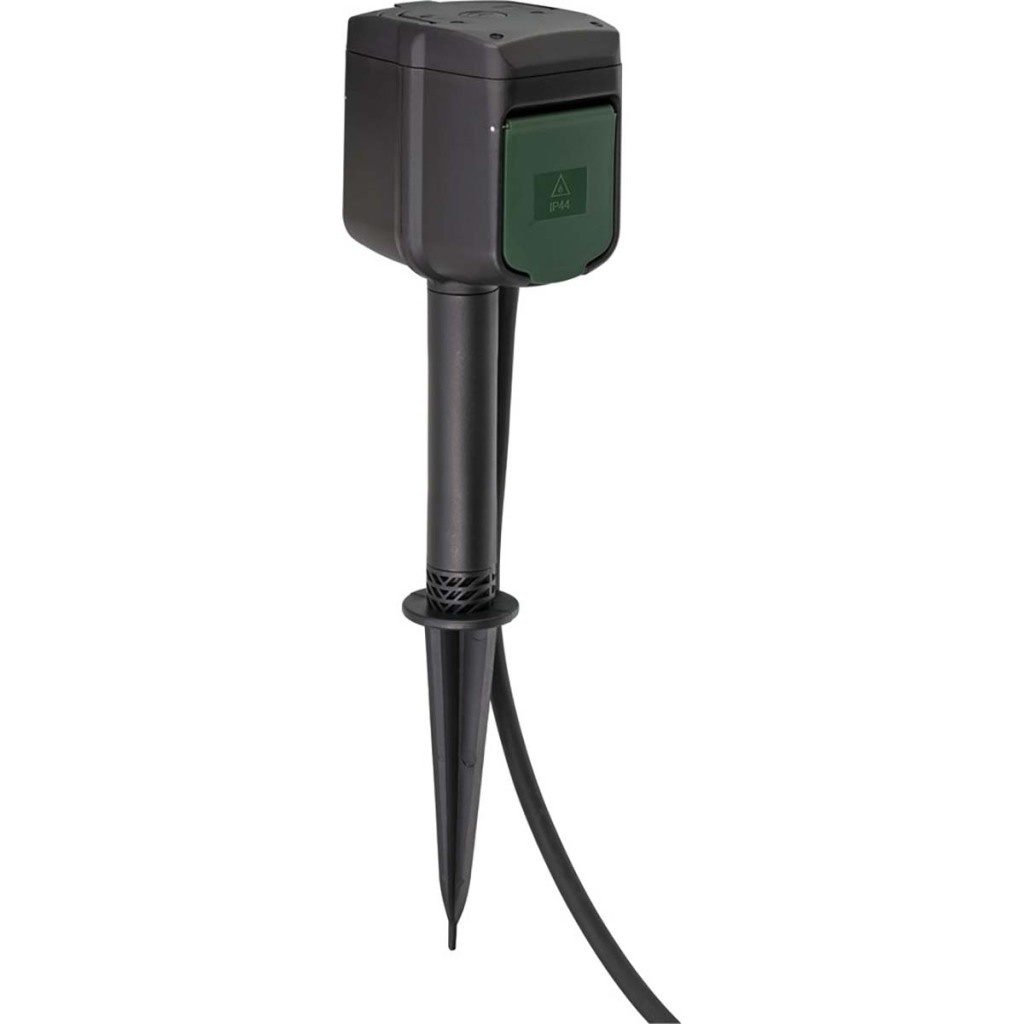 Brennenstuhl 1154540601 ®connect Wifi Slimme Buitenstopcontact 2-voudig / Slimme Stekkerdoos Voor Buiten Ip44 Met Grondspies En Montageplaat