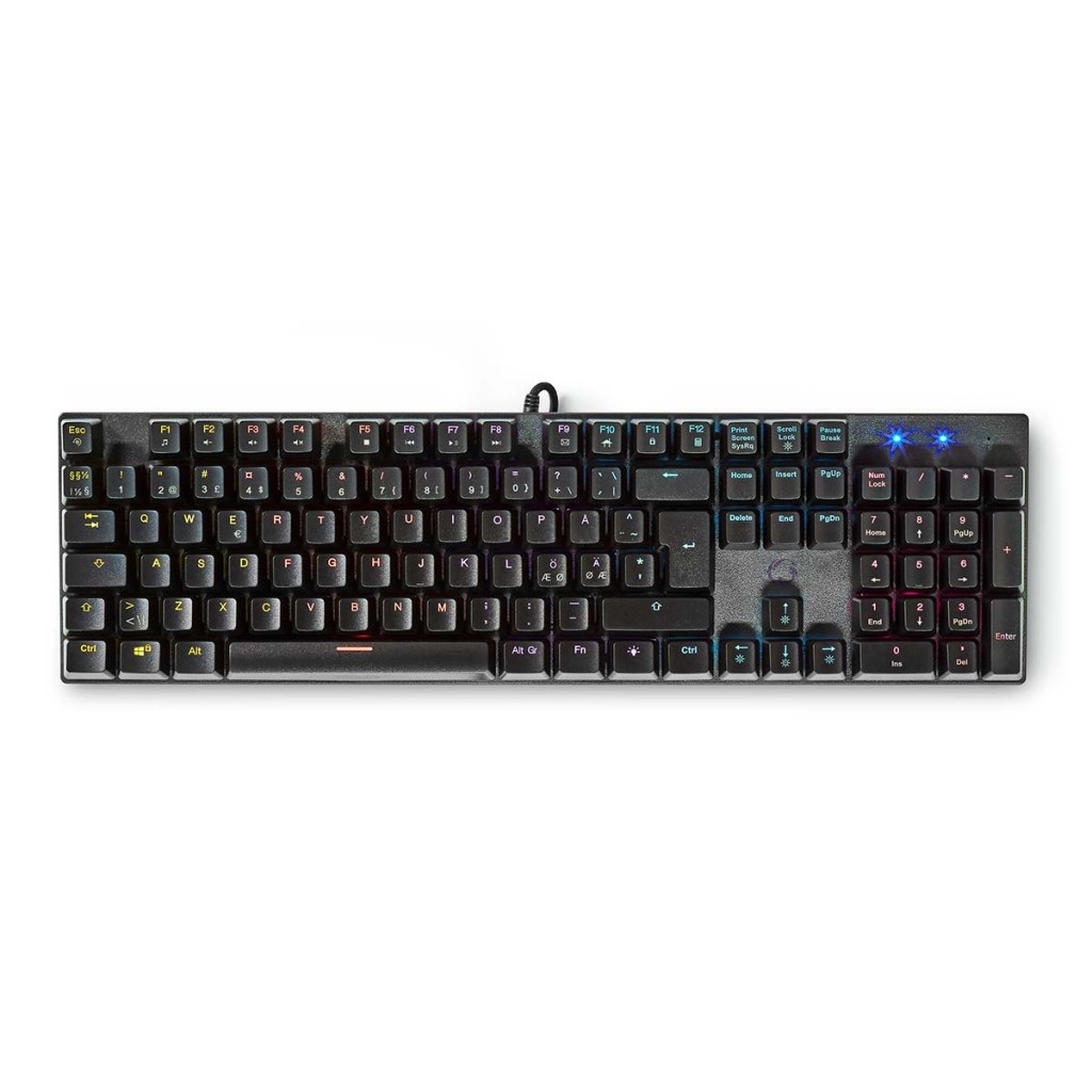Nedis GKBDM110BKND Bedraad Gaming Toetsenbord Usb Type-a Mechanische Toetsen Led Qwerty Scandinavisch Usb Gevoed Lengte Stroomkabel: 1.50 M Gaming