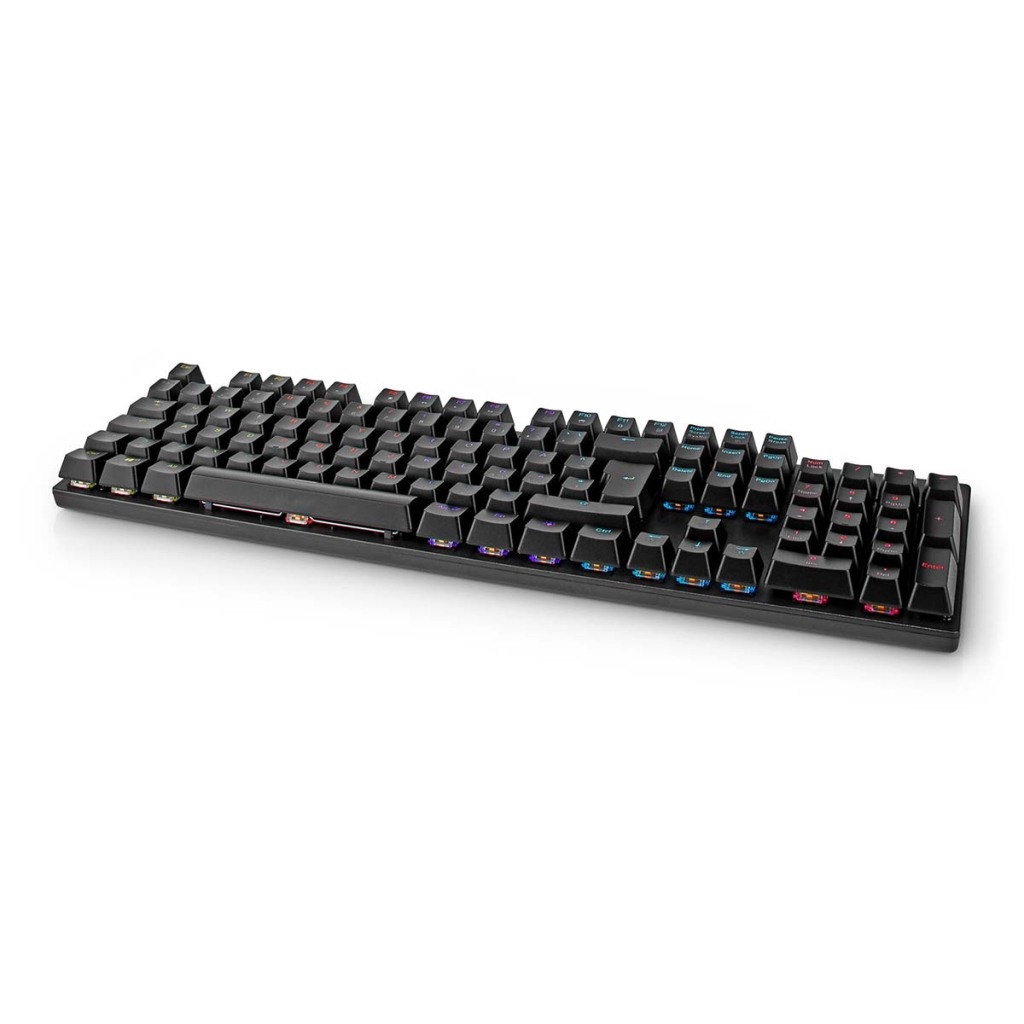 Nedis GKBDM110BKND Bedraad Gaming Toetsenbord Usb Type-a Mechanische Toetsen Led Qwerty Scandinavisch Usb Gevoed Lengte Stroomkabel: 1.50 M Gaming