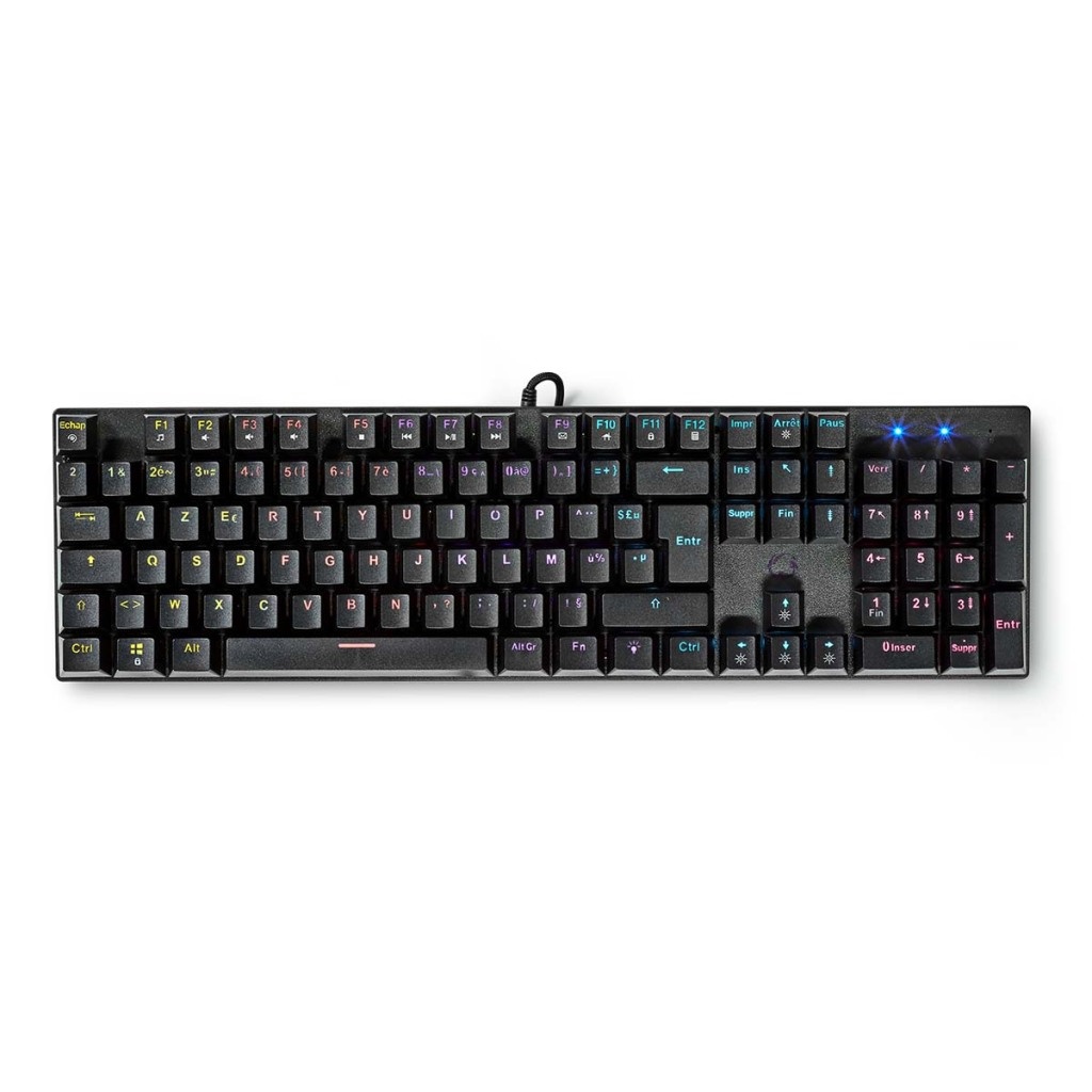 Nedis GKBDM110BKFR Bedraad Gaming Toetsenbord Usb Type-a Mechanische Toetsen Led Azerty Frans Usb Gevoed Lengte Stroomkabel: 1.50 M Gaming