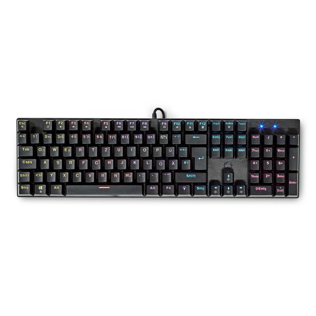 Nedis GKBDM110BKDE Bedraad Gaming Toetsenbord Usb Type-a Mechanische Toetsen Led Qwertz Duits Usb Gevoed Lengte Stroomkabel: 1.50 M Gaming