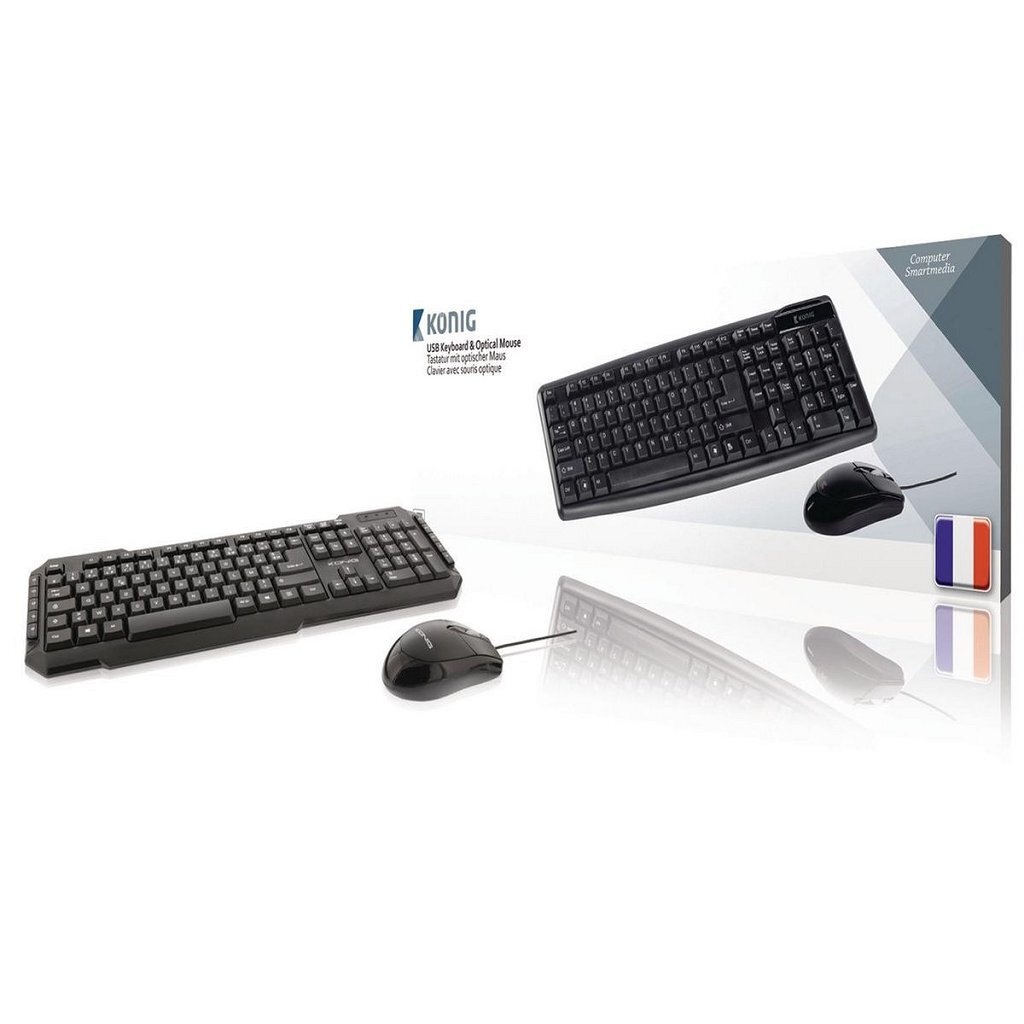 König CSKMCU100 USB Toetsenbord & Optische Muis Zwart