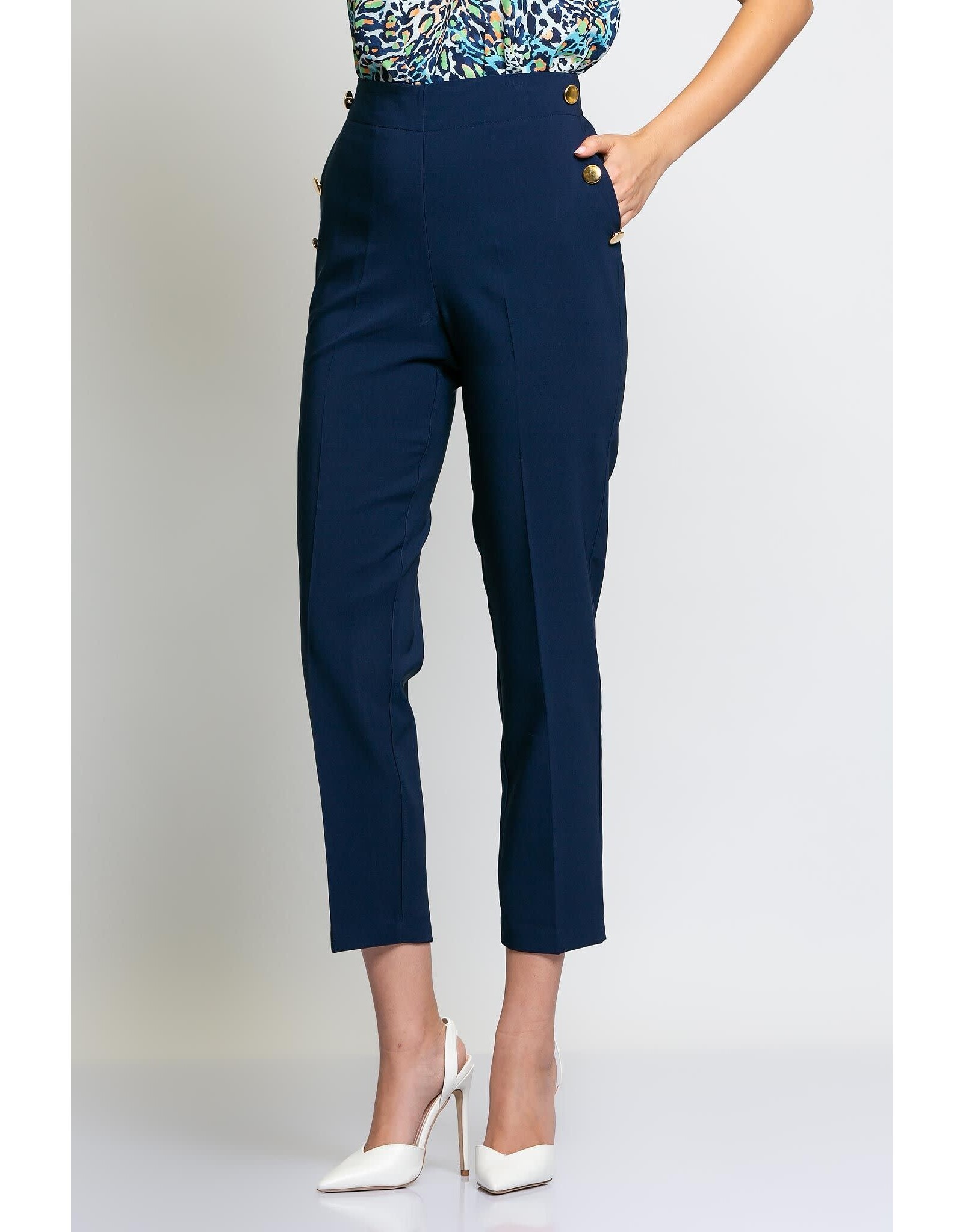 Batida 45 broek Batida 1461  knopen effen navy blue