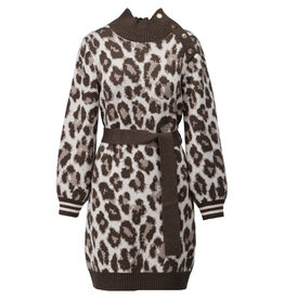 K-design 20 maxi gebreide jurk K-design met luipaard B818 brown