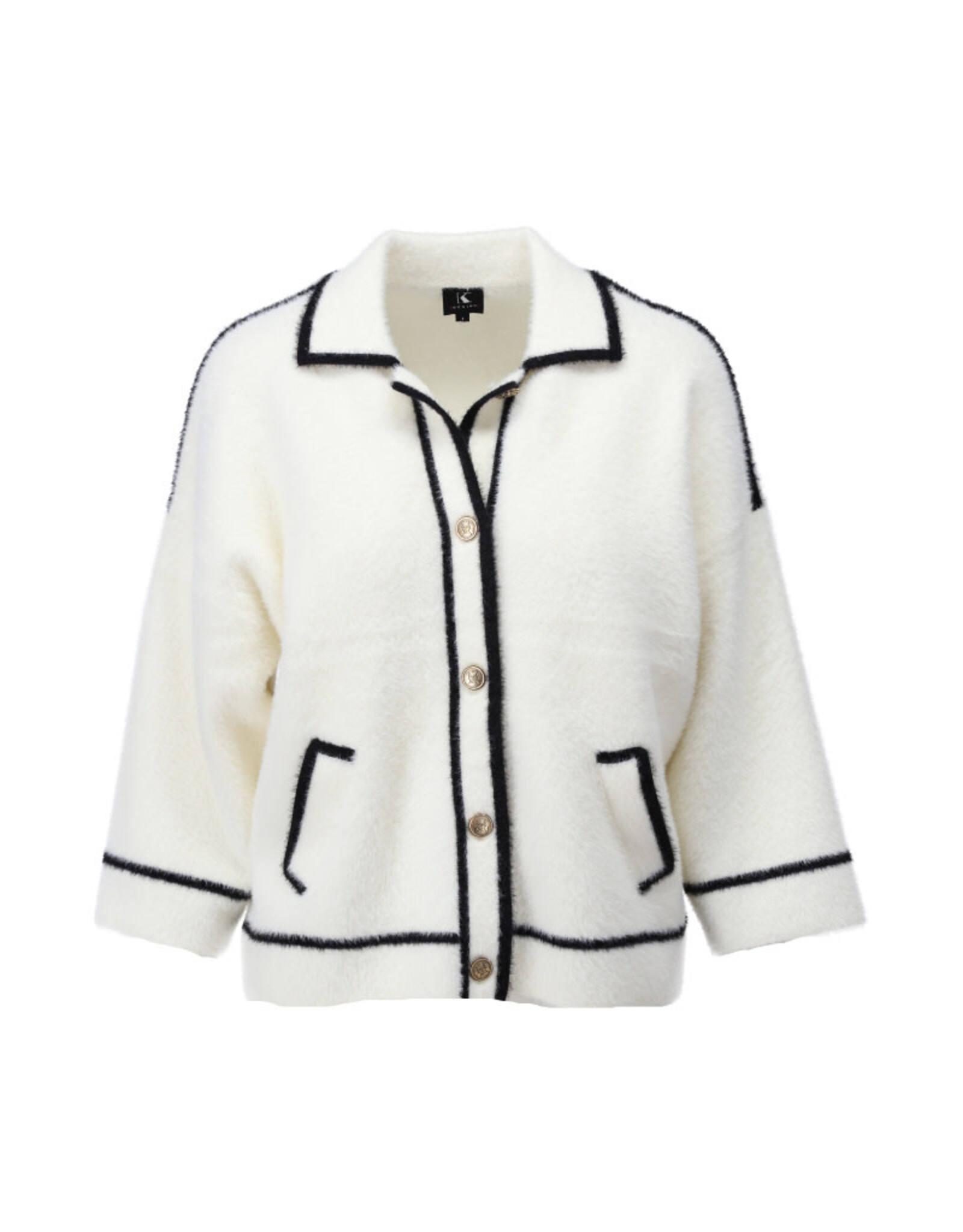 K-design 20 cardigan K-design met knopen B846 ecru