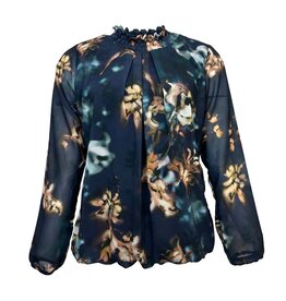 58 blouse Pink Lady E203 opst kr print petrol