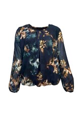 58 blouse Pink Lady E201 print marine/camel