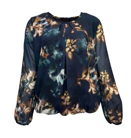 58 blouse Pink Lady E201 print marine/camel