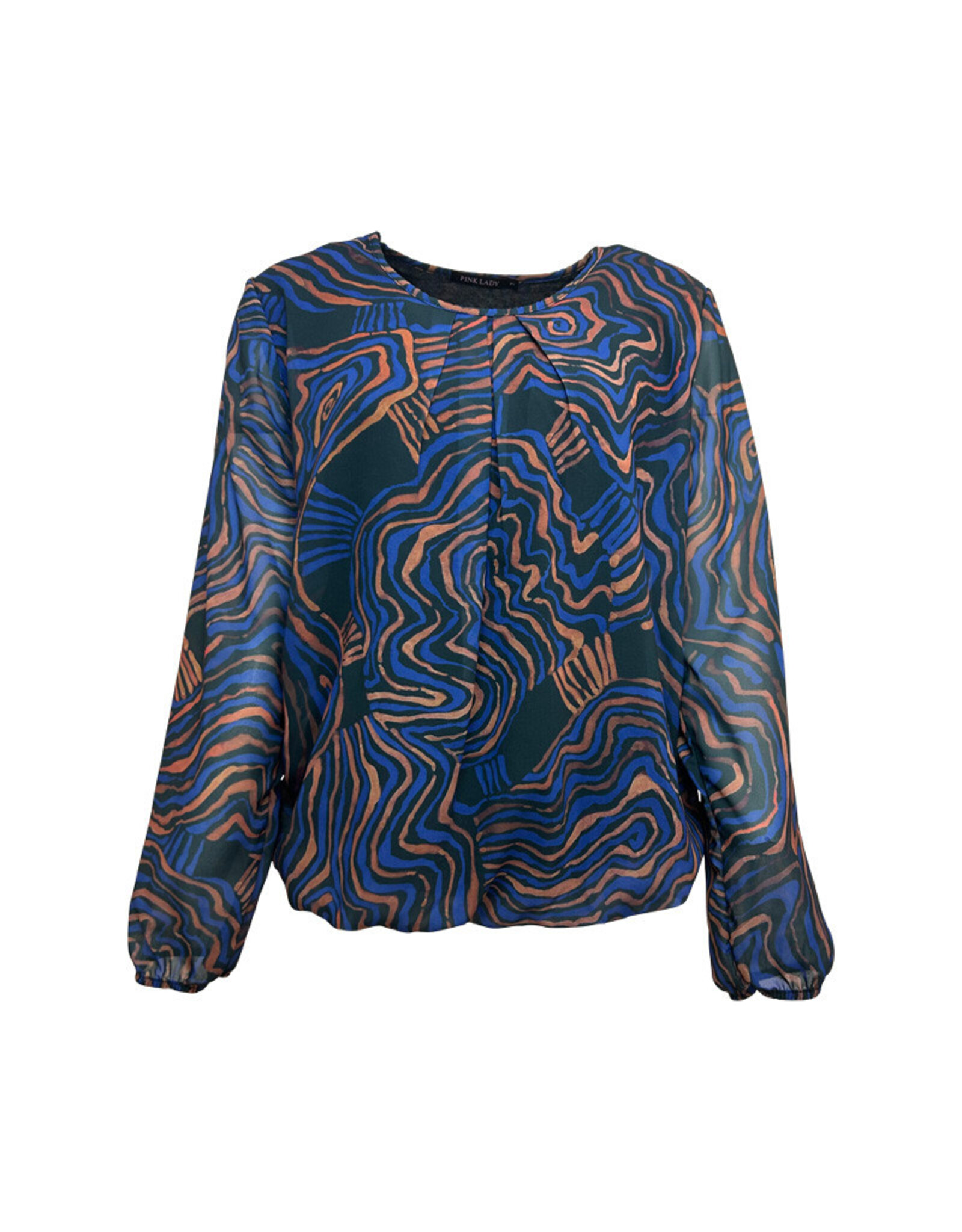 58 blouse Pink Lady E201 print cognac/cobalt