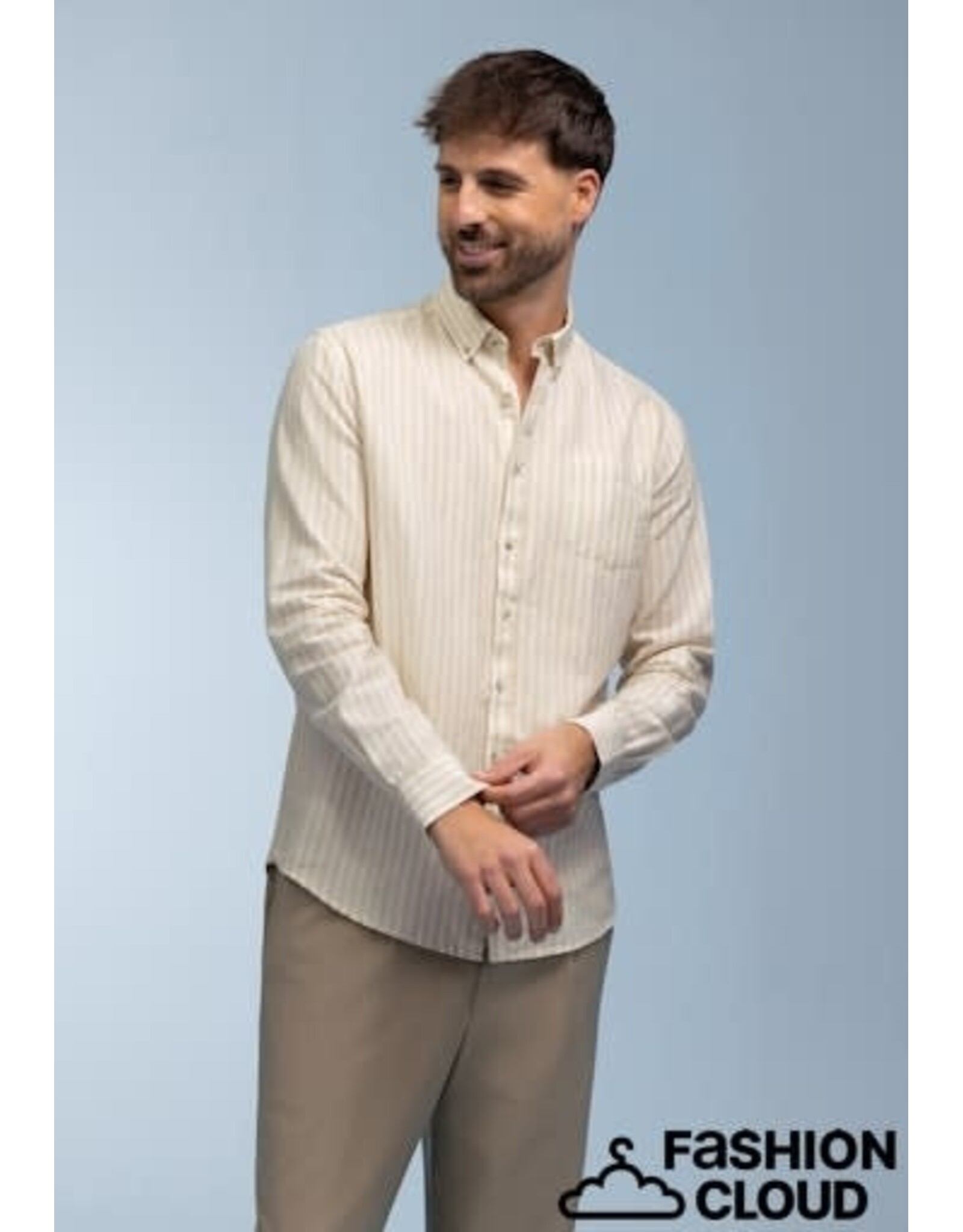 Blue Fields 30 shirt lm Blue Fields 212 36040 1711 greige/wit stripe