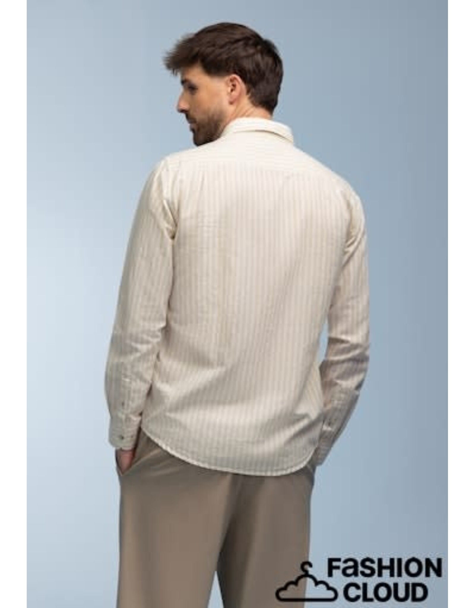 Blue Fields 30 shirt lm Blue Fields 212 36040 1711 greige/wit stripe