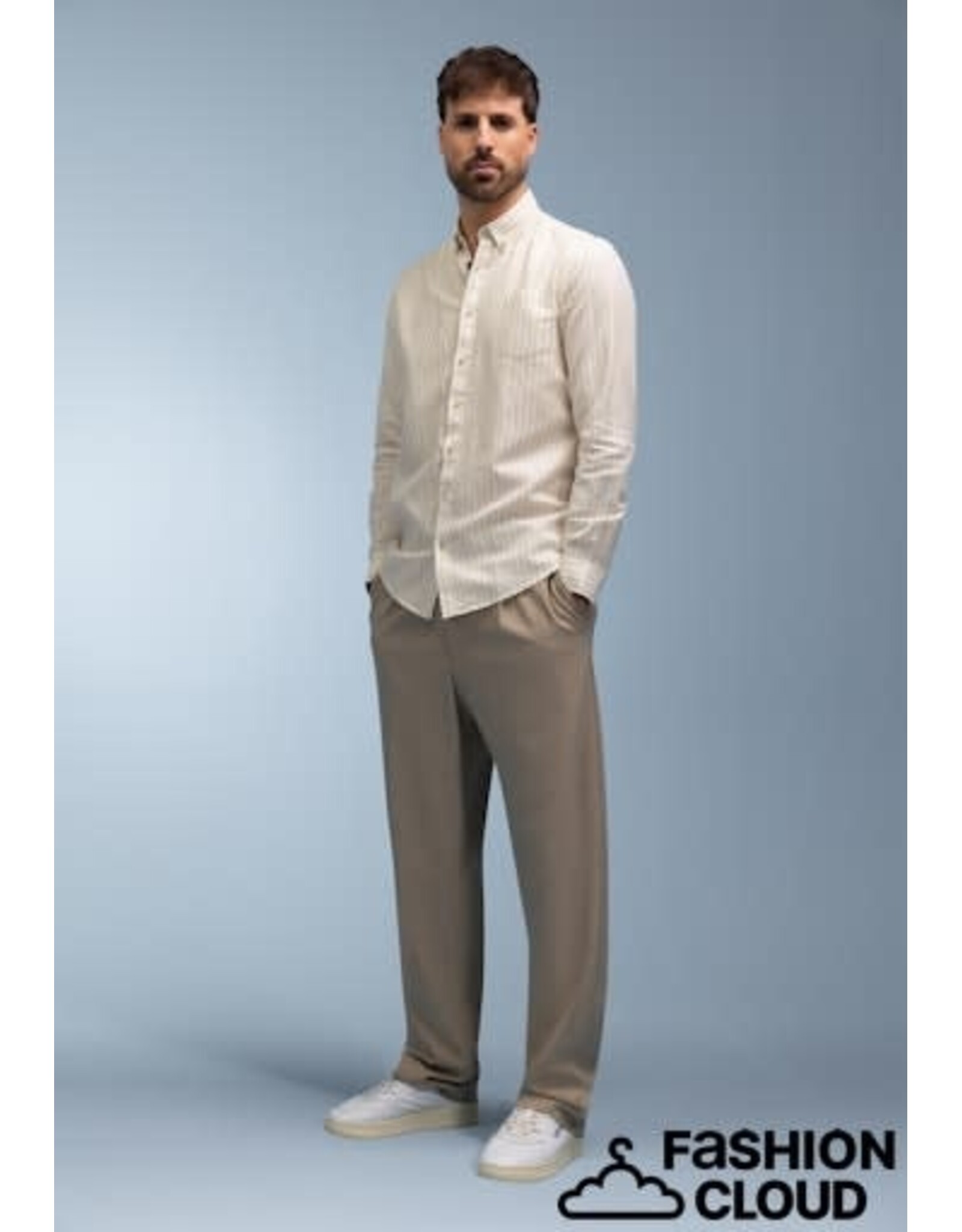 Blue Fields 30 shirt lm Blue Fields 212 36040 1711 greige/wit stripe