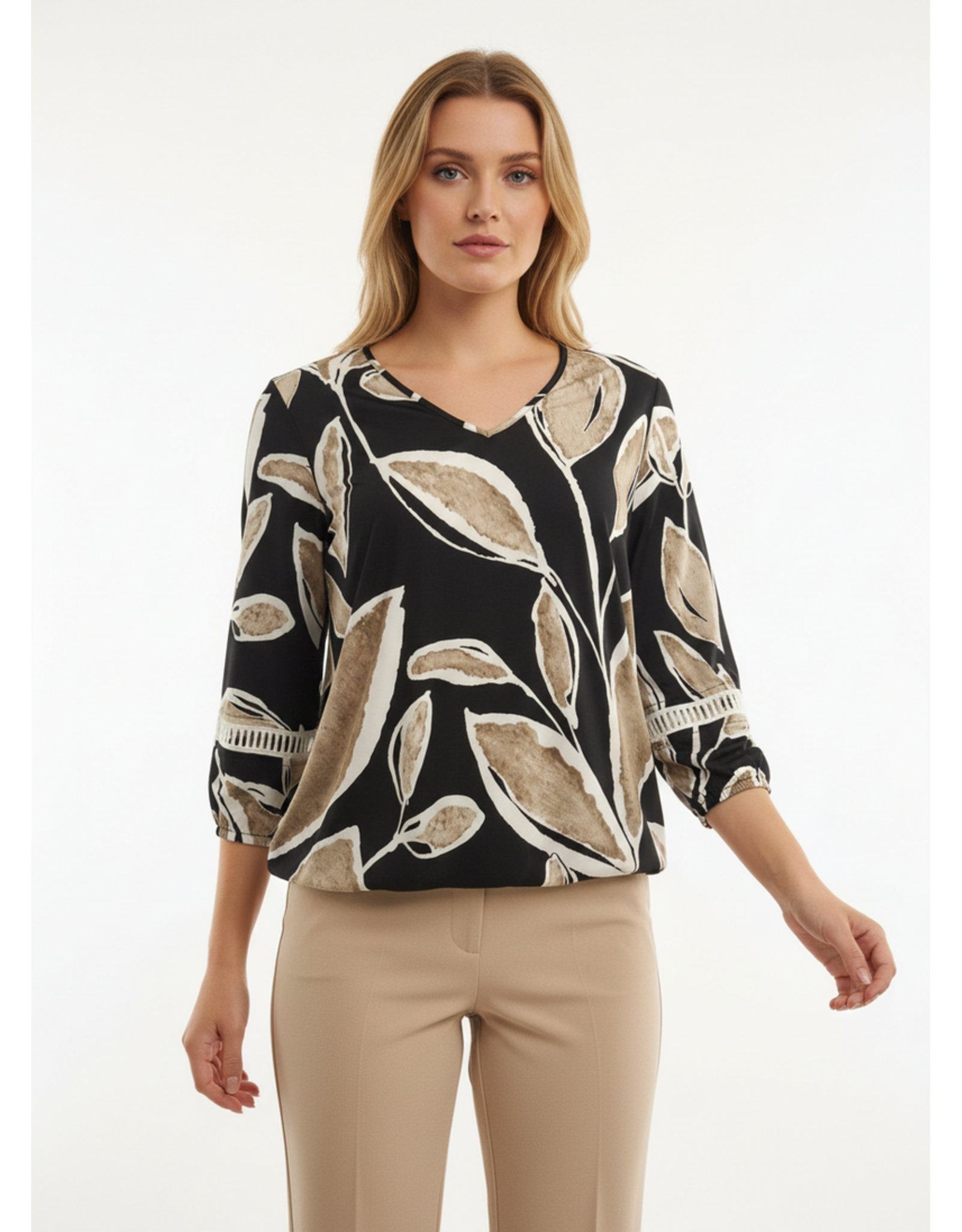 Batida 45 shirt batida 2384 sand leaves print