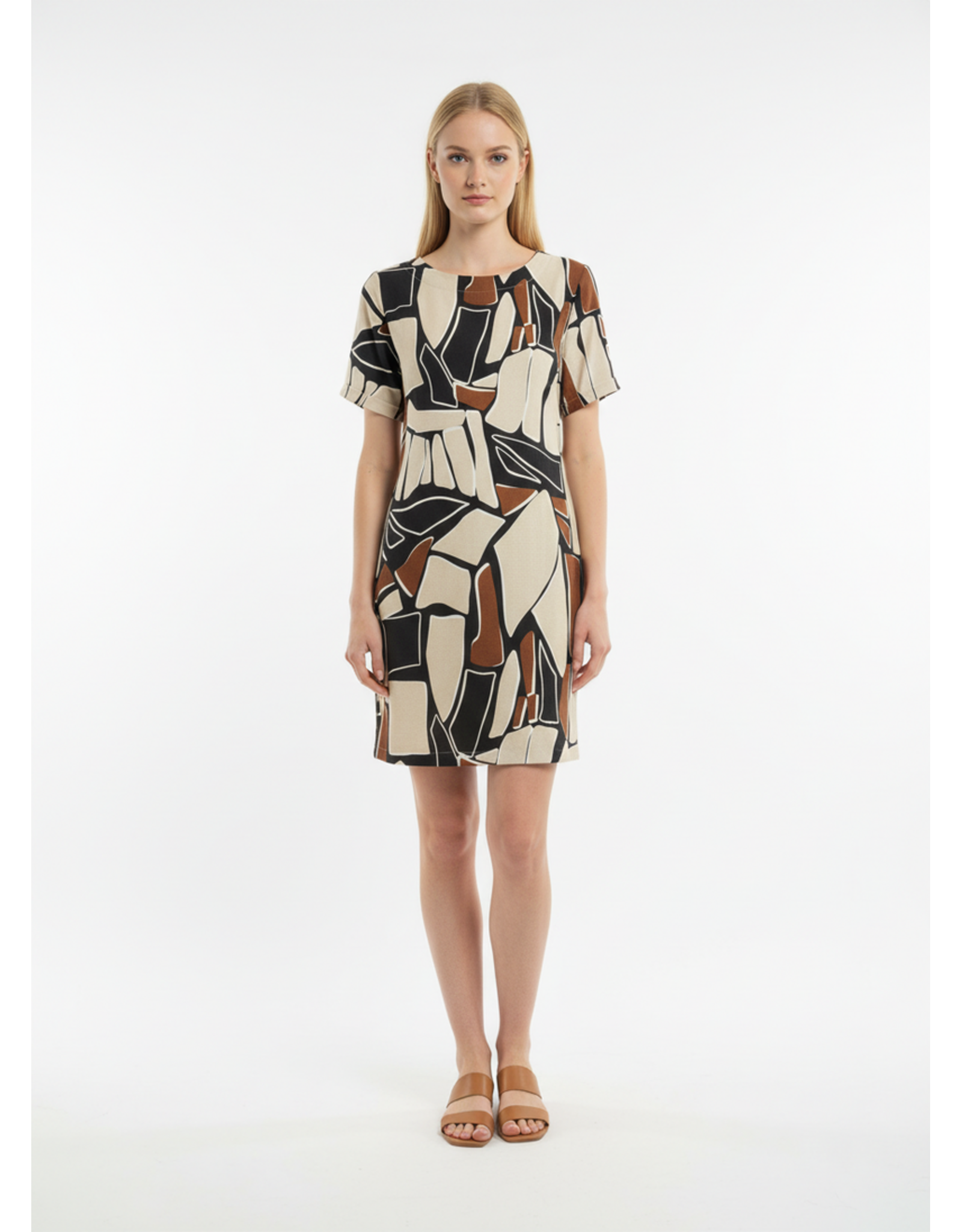 Batida 45 jurk Batida 2506 black sand block print