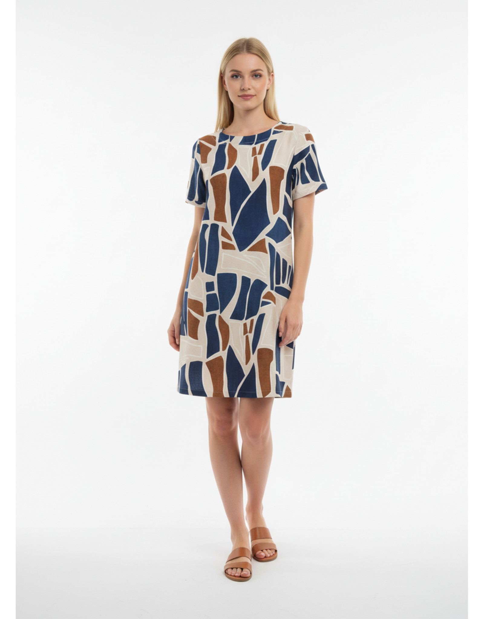 Batida 45 jurk Batida 2506 blue sand block print