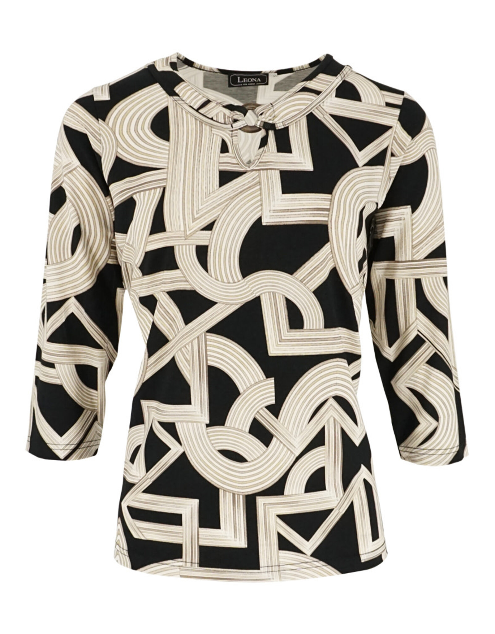 Leona per Donna 41 shirt Leona rh 3/4 mw 261.37.08 print 90 zwart