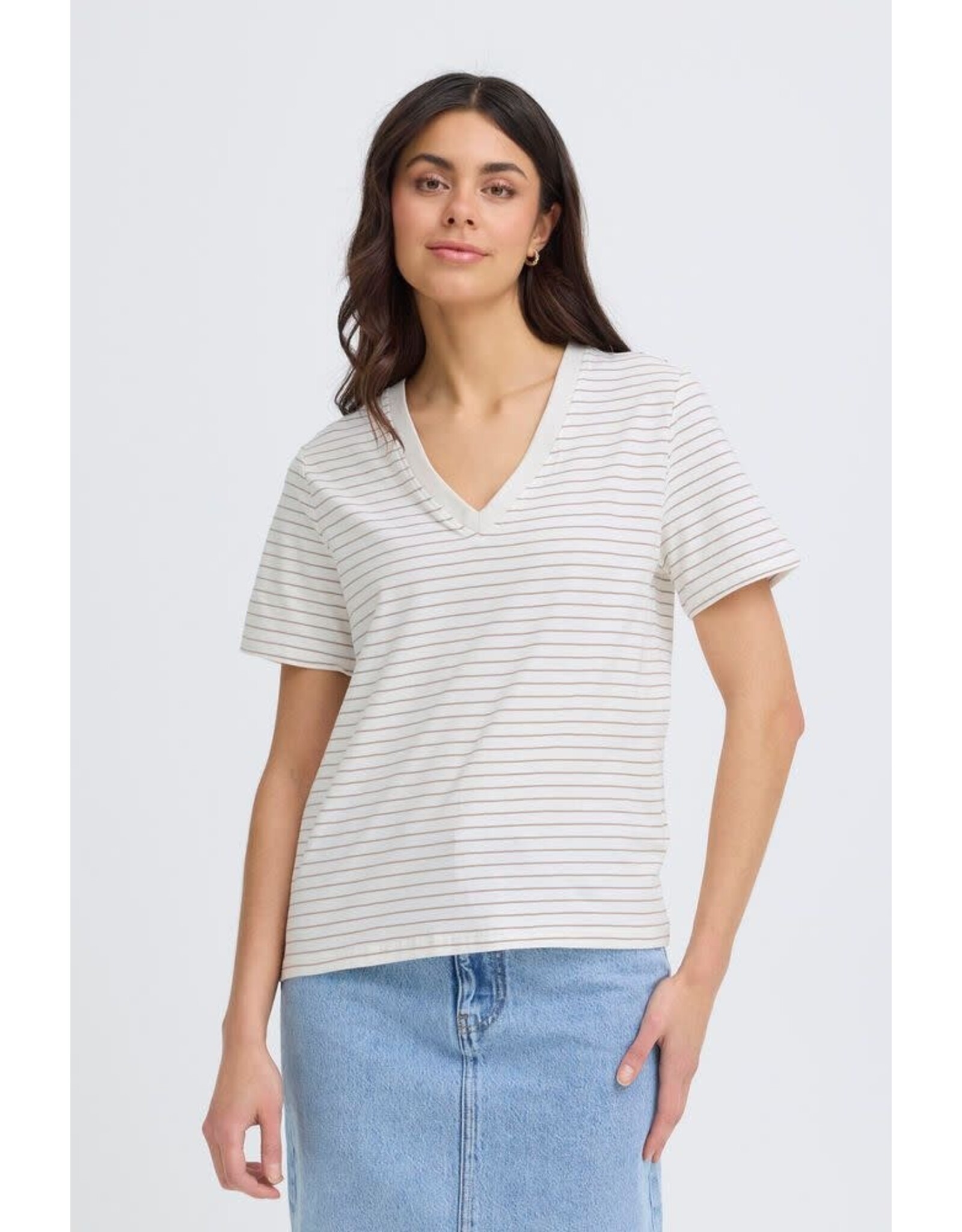 Fransa 34 t-shirt Fransa 20617875 Frfeba 10646 beige stripe