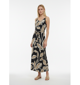Batida 45 midi jurk Batida 2402 sand leaves print