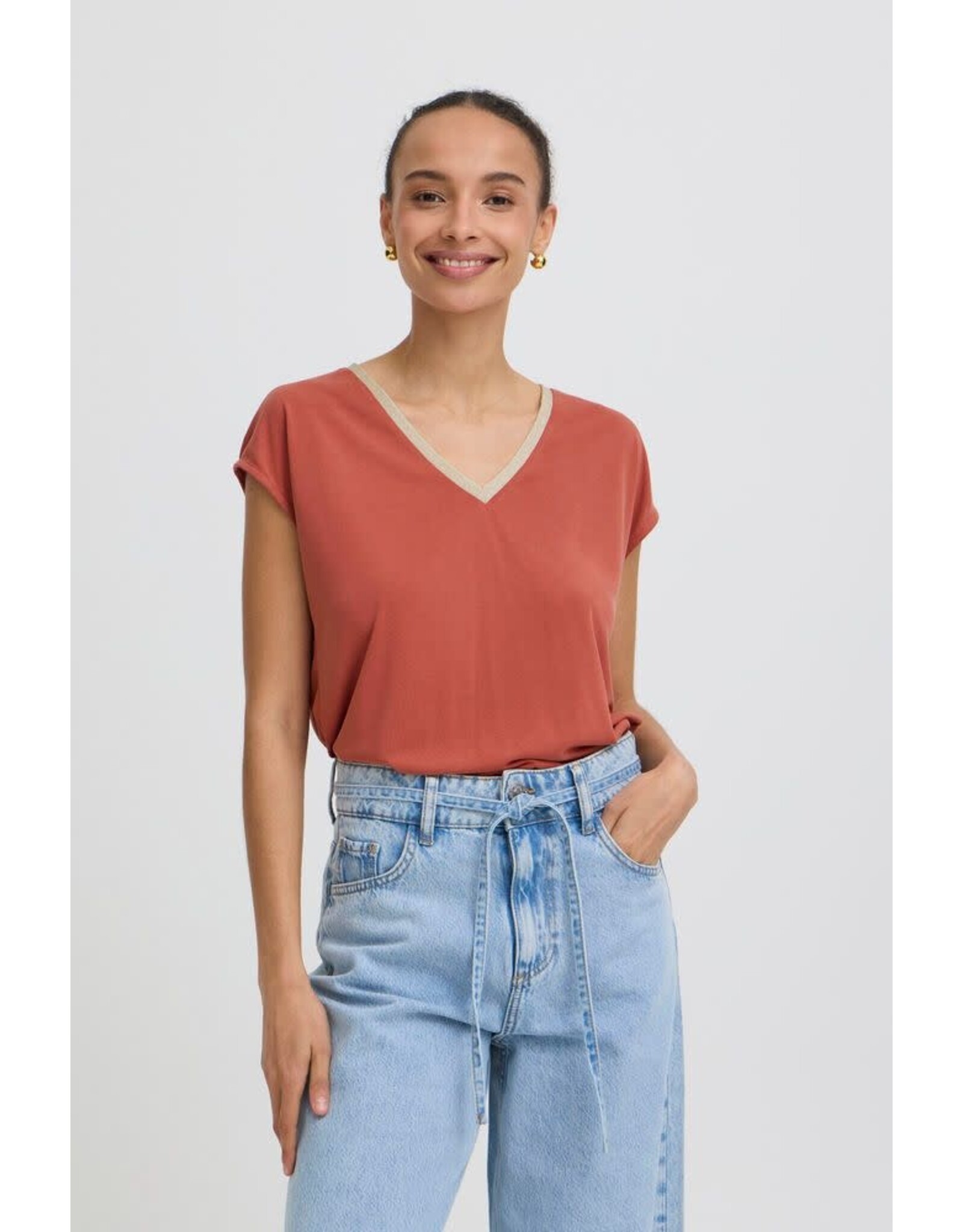 B.Young 44 shirt 20818705 B.Young byperl lurex 181438 marsala