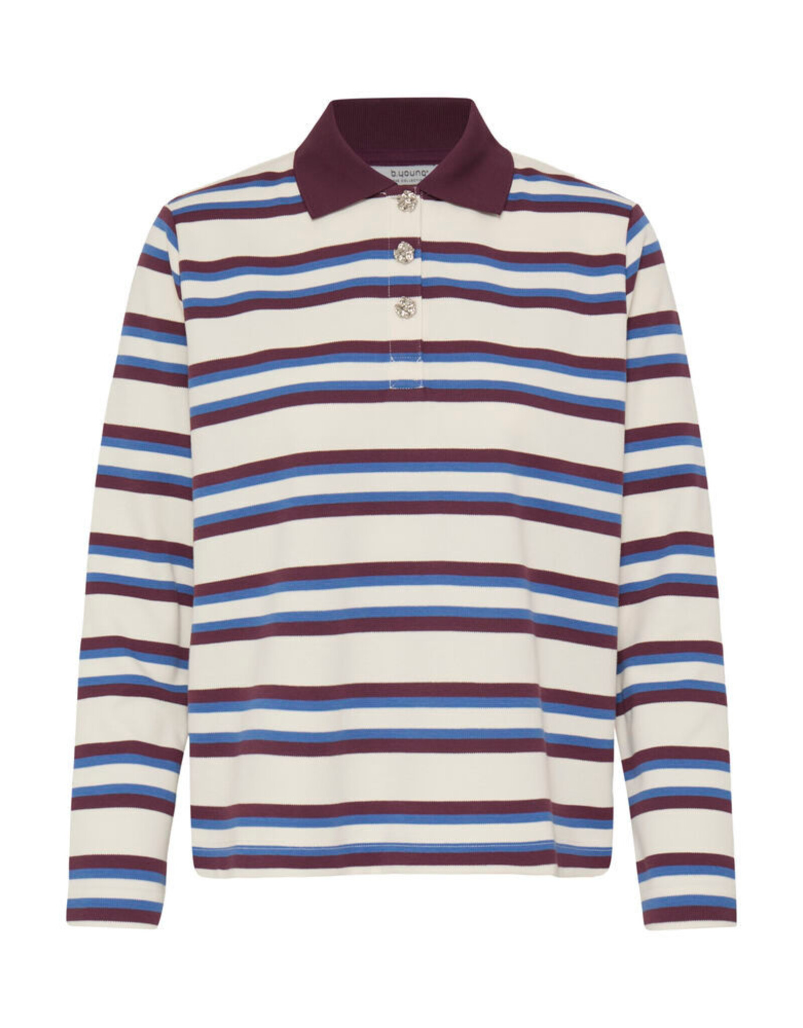 B.Young 44 polo button B.Young 20819314 Bypelda 10709 fig multi stripe brown