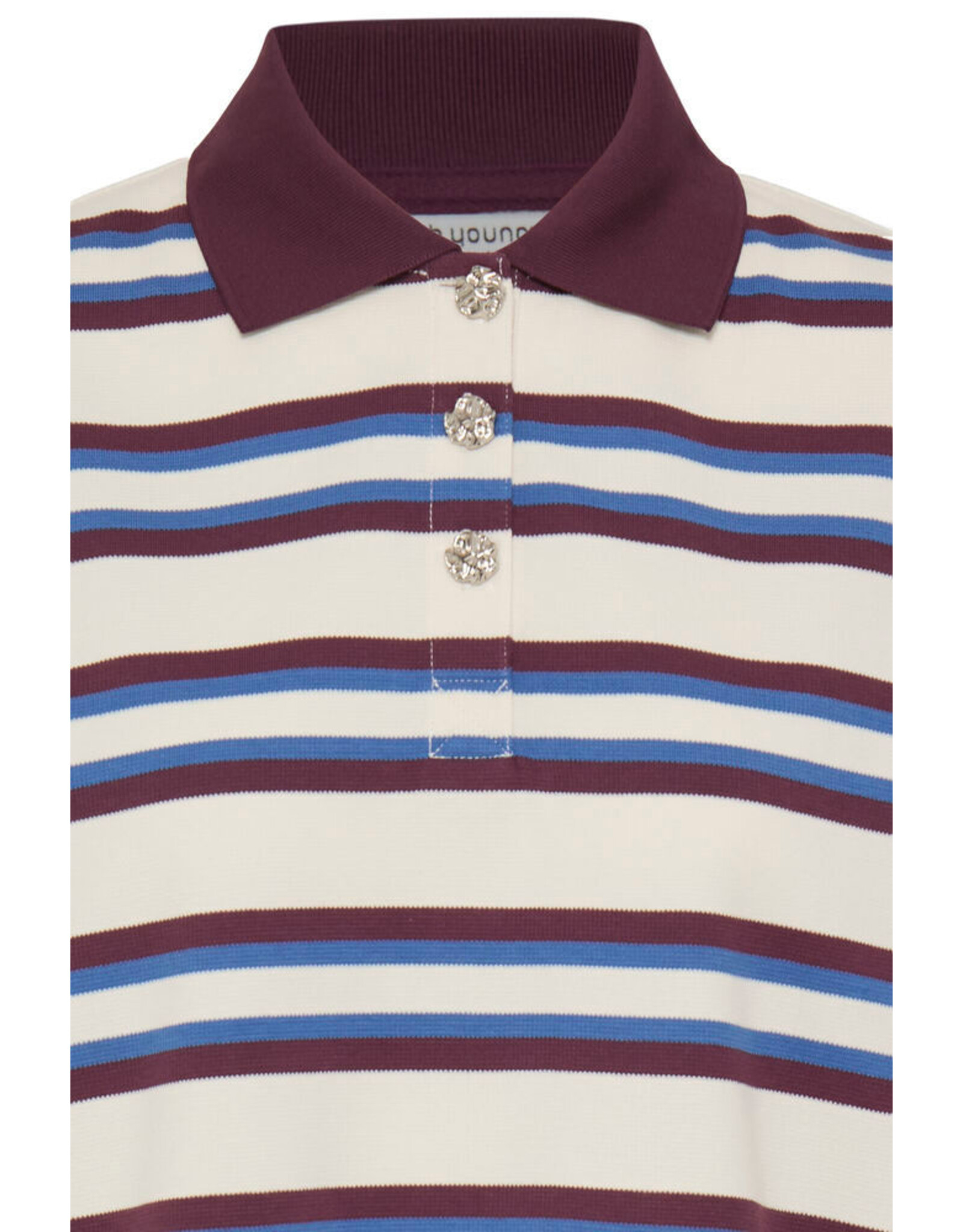 B.Young 44 polo button B.Young 20819314 Bypelda 10709 fig multi stripe brown