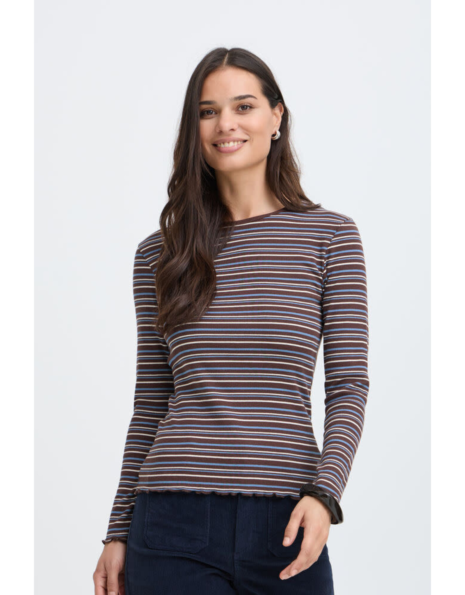 B.Young 44 longsleeve t-shirt B.Young 20819642 Bytone 13575 java stripe brown
