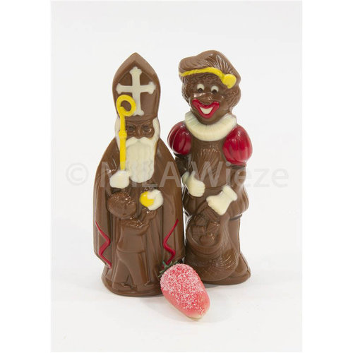 Chocolade Sint en Piet deco - 2 x 90 gr met marsepein