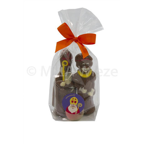 Chocolade Sint en Piet deco - 2 x 90 gr met marsepein