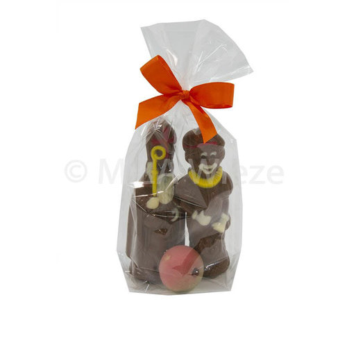 Chocolade Sint en Piet deco - 2 x 90 gr met marsepein