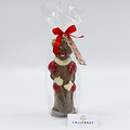 Lachende Piet, deco - 250 gr - 25 cm - verpakt in mica - fijne Callebaut chocolade