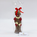 Lachende Piet, deco - 250 gr - 25 cm - verpakt in mica - fijne Callebaut chocolade