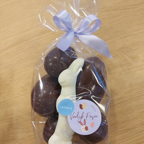 Paasgeschenkje LACTOSE VRIJ - mica zakje met paaseieren en guimauve