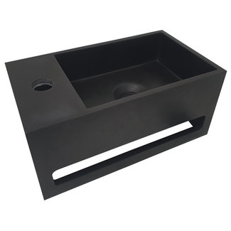 Wiesbaden  Wiesbaden Julia fontein links Solid surface 35 x 20 x 16 cm mat zwart