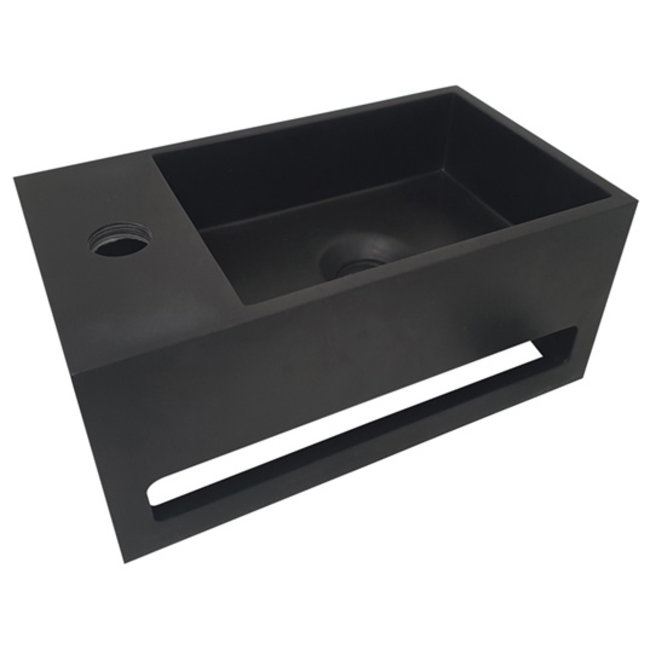 Wiesbaden  Julia fontein Solid Surface 35 x 20 x 16 cm mat-zwart links