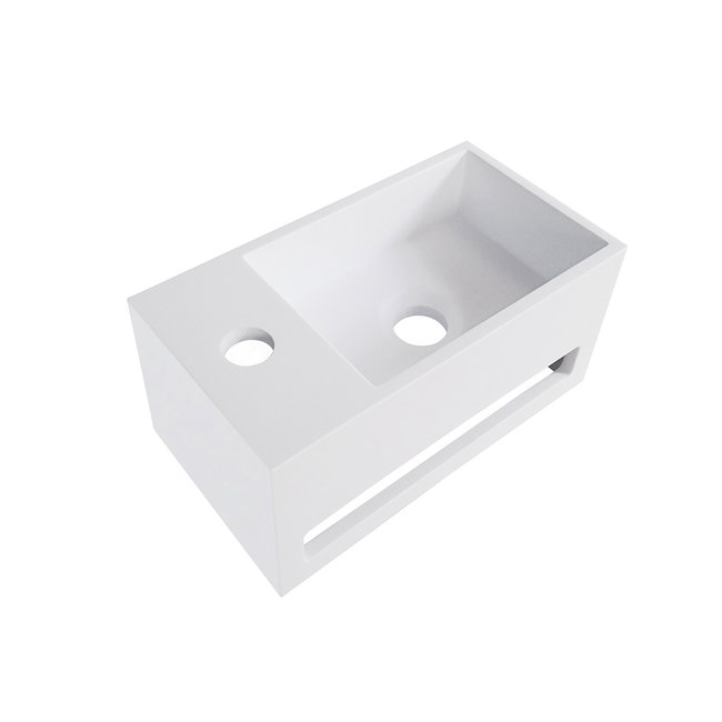 Wiesbaden  Julia fontein Solid Surface 35,6 x 20,3 x 15,9 cm wit links