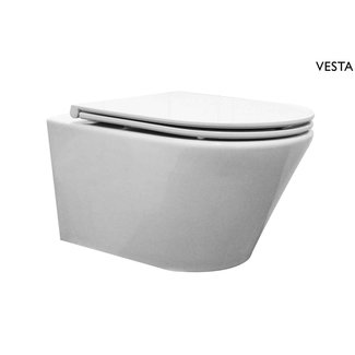 Wiesbaden  Vesta wandcloset glans wit met Flatline toiletzitting softclose en quick release glans wit