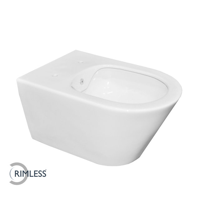 Wiesbaden  Luxe rimless wandcloset 53 cm met bidet-functie wit