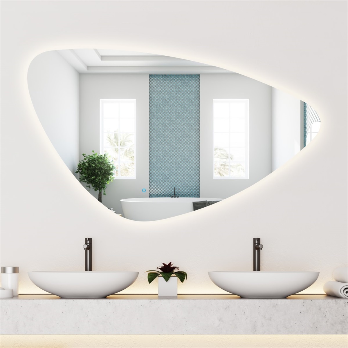 Balling Los beroerte Glas Design Strano design spiegel 60 cm . - Sanitairparadijs.nl
