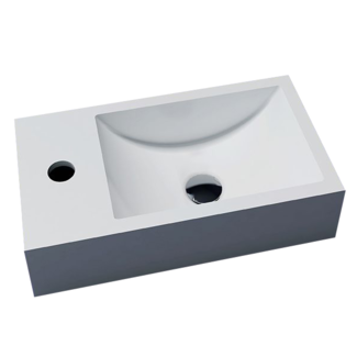 PureQ Fontein Solid Surface Recto kraangat Links 40x22x10 cm