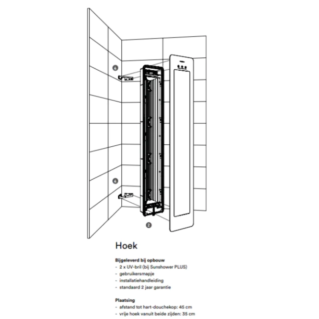 Sunshower Round installatieset hoek