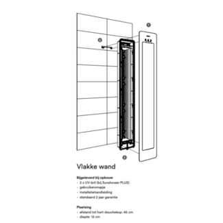 Sunshower Round installatieset vlakke wand