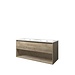 Proline badkamermeubelen Proline Elegant badmeubel met open vak met keramische wastafel dubbel met of zonder 2 kraangaten - Raw oak - 120x46cm