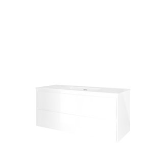 Proline badkamermeubelen Proline Elegant badmeubel met keramische wastafel enkel met en zonder  kraangat en onderkast symmetrisch - Glans wit - 120x46cm