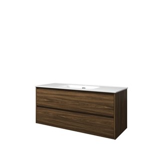 Proline badkamermeubelen Proline Elegant badmeubel met keramische wastafel enkel met en zonder  kraangat en onderkast symmetrisch - Cabana oak - 120x46cm