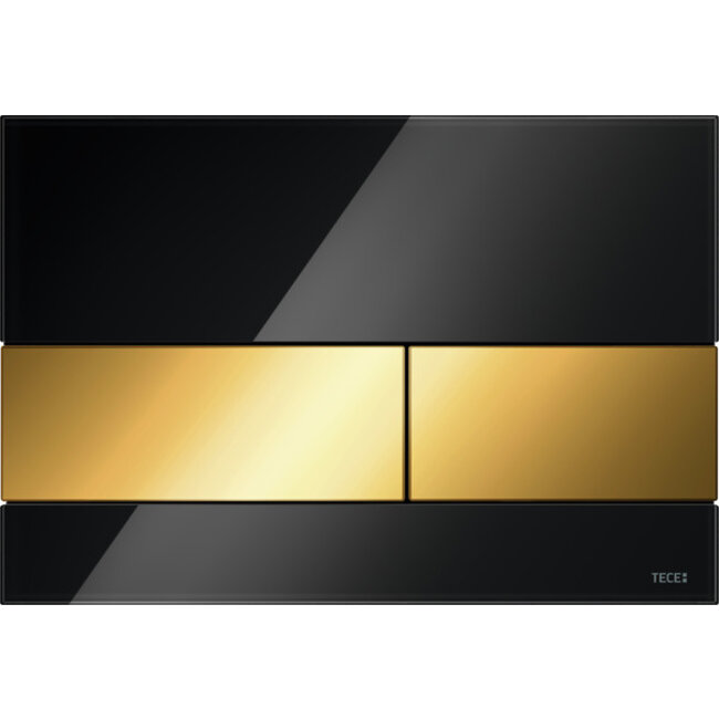 TECE Tece Square bedieningsplaat glas zwart - toetsen goud